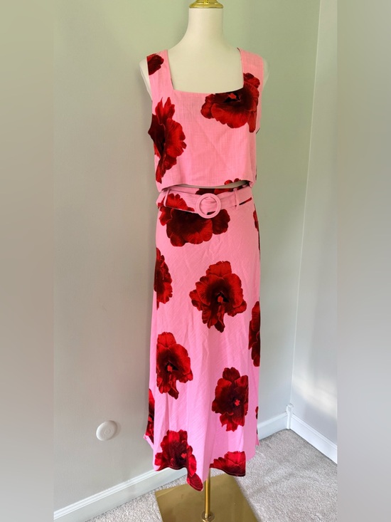 Paper Heart Dresses & Skirts - NWT Paper Heart Australia Pink Floral Linen Blend 2-Piece Midi Skirt Set M